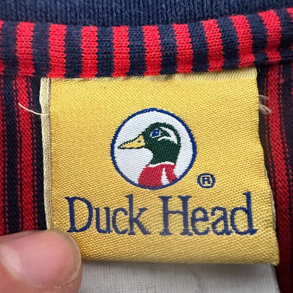 Duck Head Mens Red & Blue Striped Polo Shirt Size Large - Picture 3 of 4